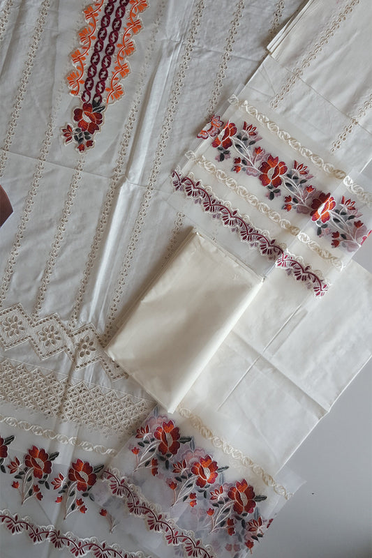 Cream Schiffli Embroidered Lawn Suit