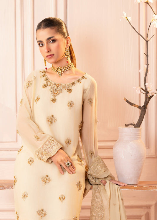 Cream Adda Work Chiffon Suit Unstitched Dress Material Online in Sri Lanka India Australia
