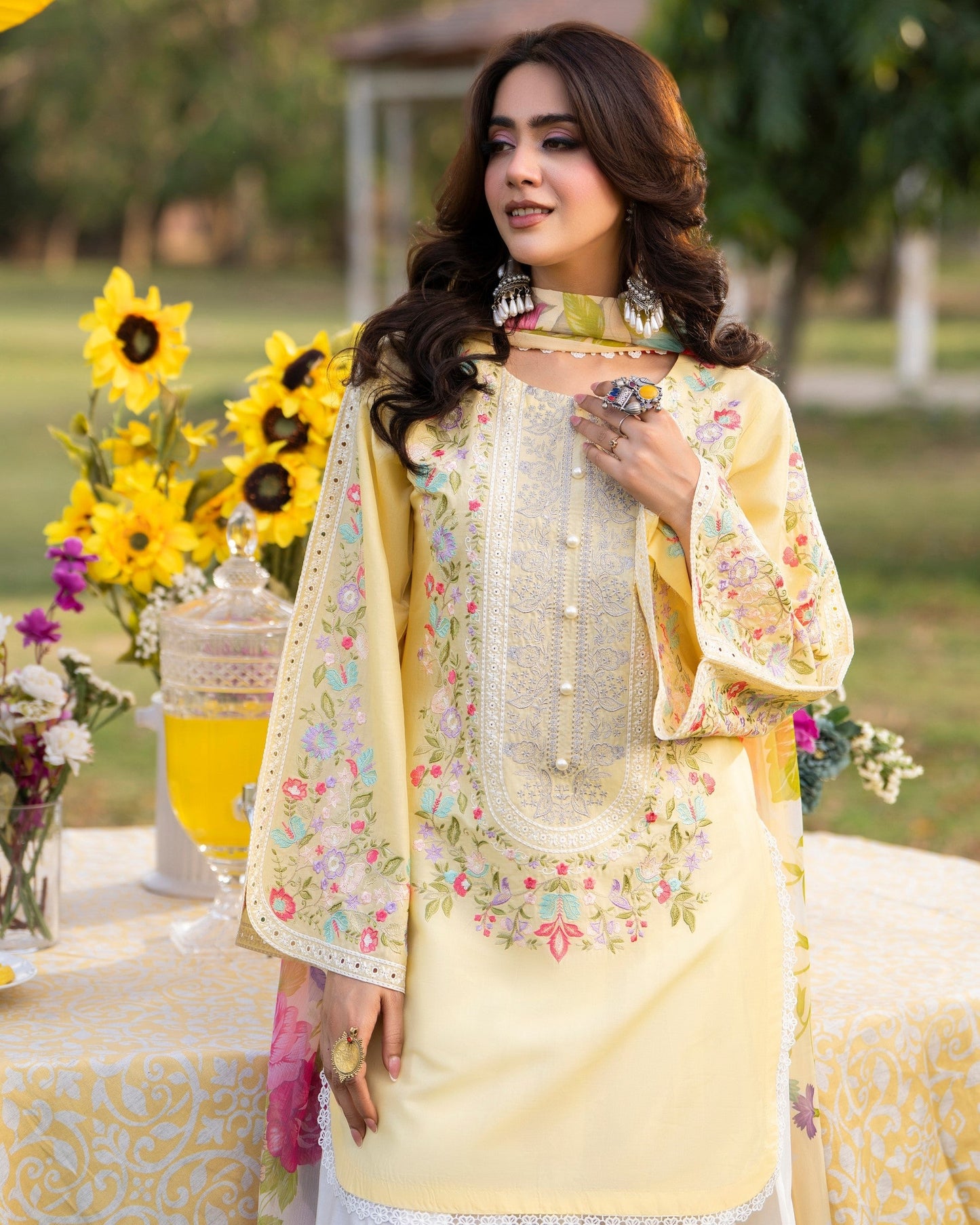 Cream Designer Chiffon Suit Online in Dubai UAE Abudhabi Ajman Sharjah
