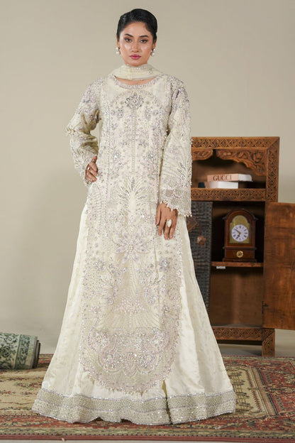 Cream Embellished Organza Pakistani Suit Online in Dubai UAE Abudhabi Ajman Sharjah