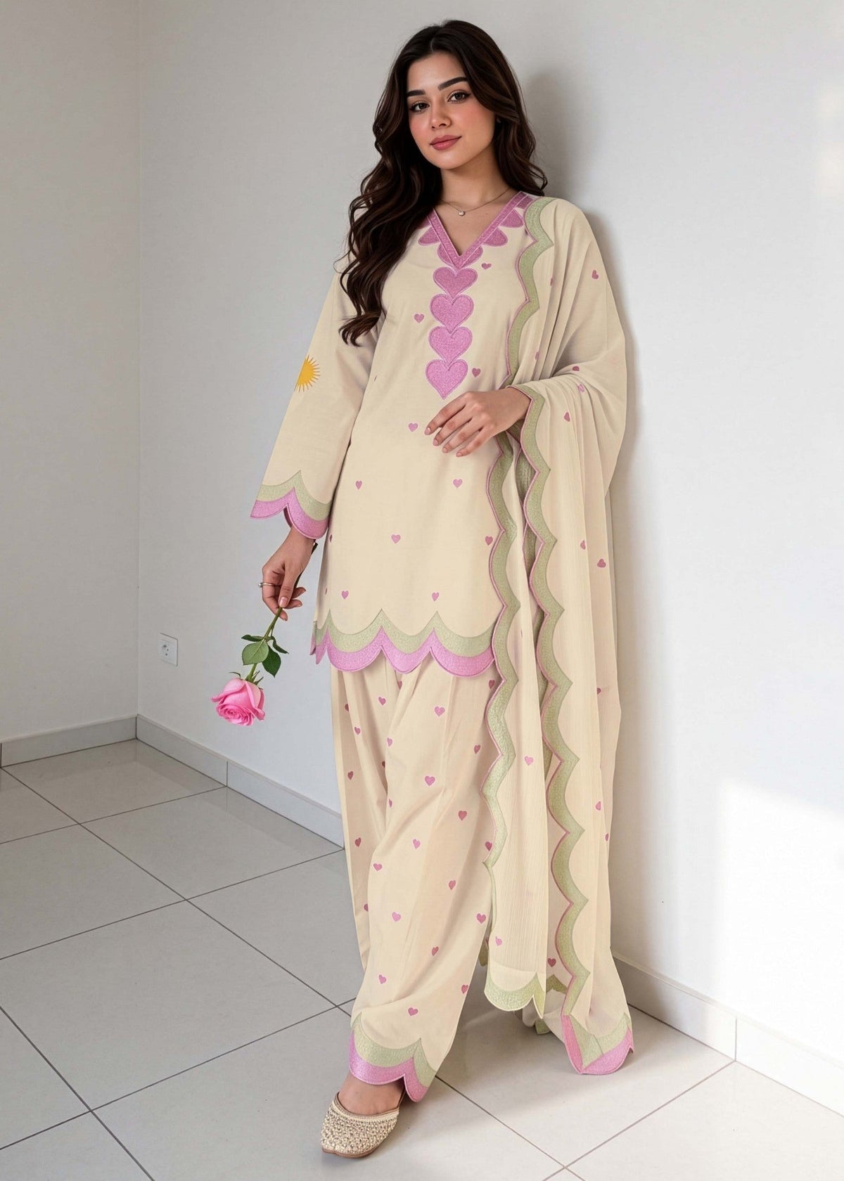 Cream Embroidered Cotton Salwar Suit Online in Sri Lanka India Australia