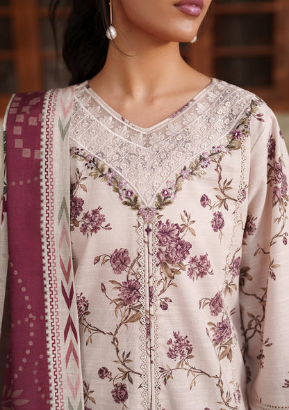 Cream Embroidered Lawn 3 Piece Suit Online in Sri Lanka India Australia