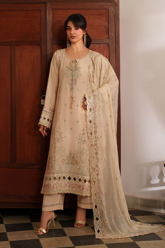 Cream Embroidered Lawn Festive Suit Online in Dubai UAE Abudhabi Ajman Sharjah