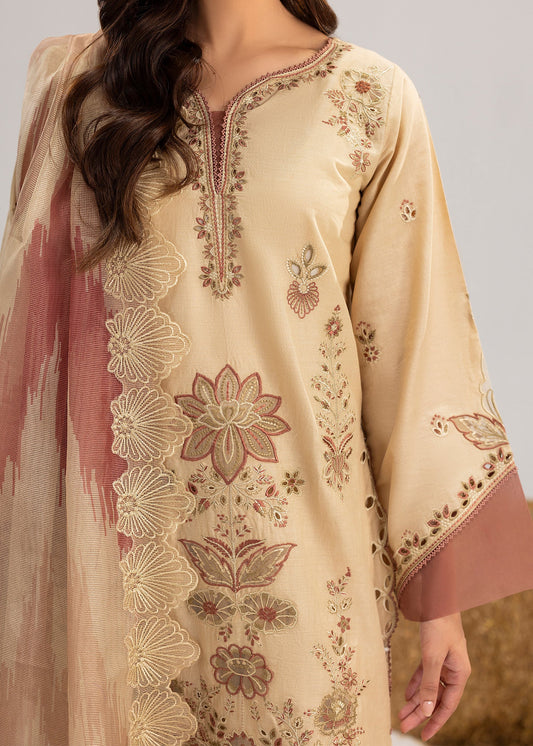 Cream Embroidered Lawn Party Wear Suit Online in Sri Lanka India Australia