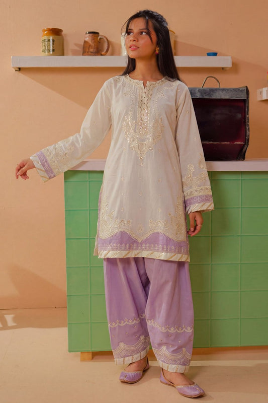 Cream Embroidered Lawn Salwar Kameez Online in Dubai UAE Abudhabi Ajman Sharjah