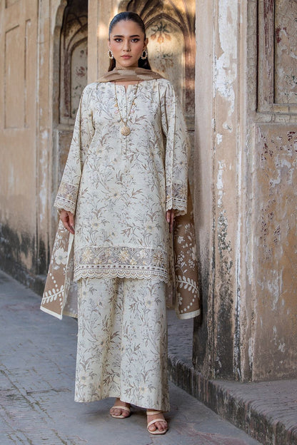 Cream Embroidered Lawn Salwar Suit Online in Dubai UAE Abudhabi Ajman Sharjah