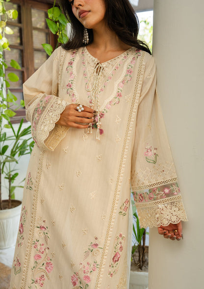 Cream Embroidered Lawn Suit with Straight Trouser Online in Dubai DXB UAE Abudhabi Meena Bazaar