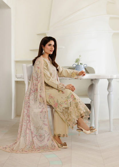 Cream Lawn 3 Piece Pakistani Salwar Suit Online in Dubai DXB UAE Abudhabi Meena Bazaar