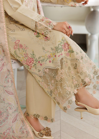 Cream Lawn Daily Wear Pakistani Designer Suit Online in KSA Riyadh Saudi Arabia Oman Bahrain Qatar