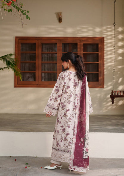 Cream Lawn Designer Suit Online in KSA Riyadh Saudi Arabia Oman Bahrain Qatar