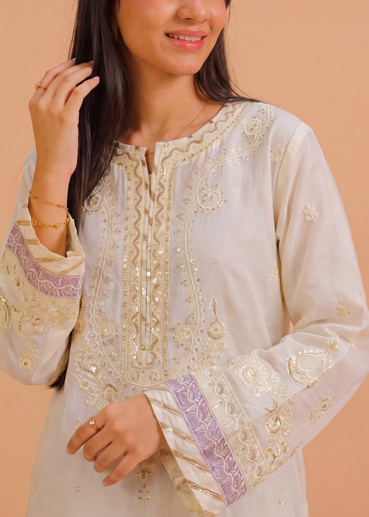 Cream Lawn Embroidered Pakistani Suit Online in Dubai DXB UAE Abudhabi Meena Bazaar