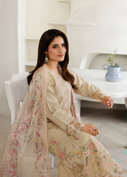 Cream Lawn Straight Cut Kurta Churidar Suit Online in Dubai UAE Abudhabi Ajman Sharjah