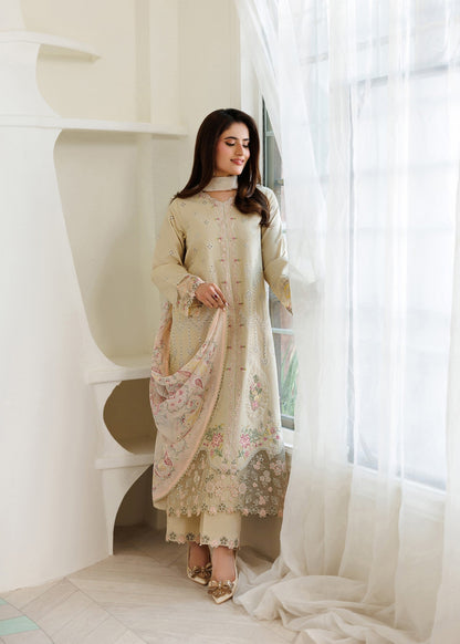 Cream Lawn Straight Cut Kurta Ladies Salwar Kameez Online in UK USA Canada