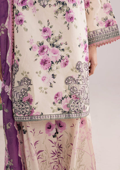 Cream Lawn Suit Embroidered Online in Dubai UAE Abudhabi Ajman Sharjah