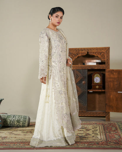 Cream Organza Pakistani Designer Suits with Chiffon Dupatta Online in Sri Lanka India Australia