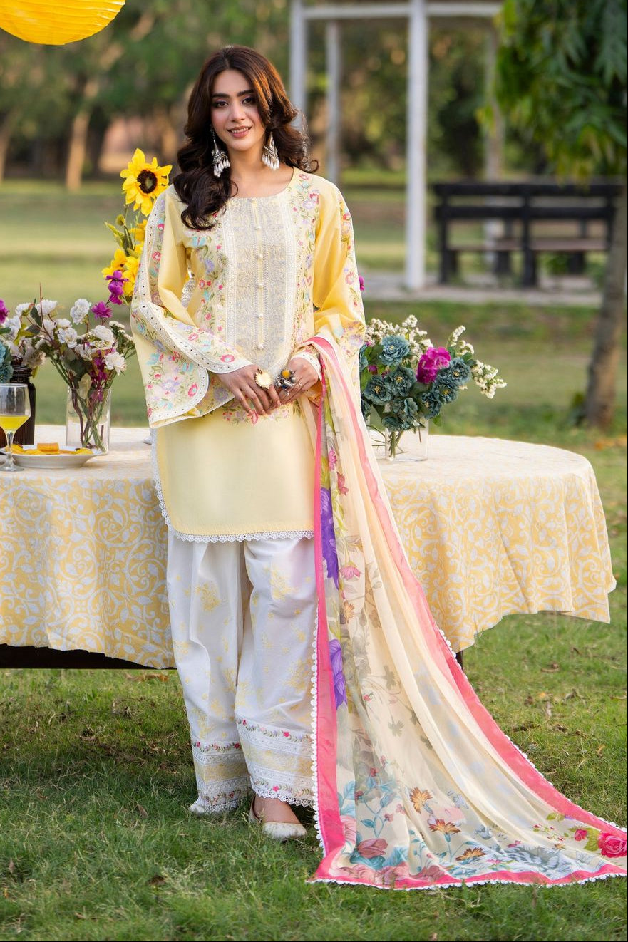 Cream Thread Work Chiffon Partywear Suit Online in Dubai UAE Abudhabi Ajman Sharjah