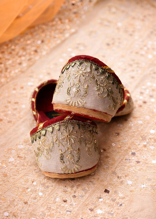 Cream Velvet Kolhapuri Shoes Online in Sri Lanka India Australia