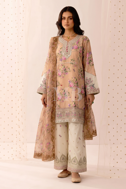 Creepy Lawn Shirt with Cotton Trouser and Silk Dupatta Online in Dubai UAE Abudhabi Ajman Sharjah