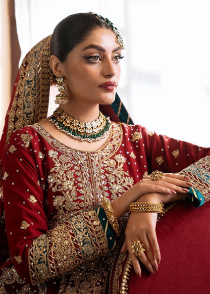 Crimson Chiffon Wedding Wear Suit Online in KSA Riyadh Saudi Arabia Oman Bahrain Qatar