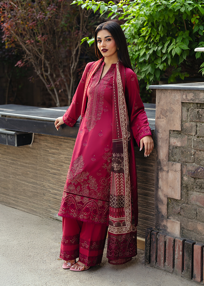Crimson Embroidered Lawn Festive Wear Salwar Suit Online in Dubai UAE Abudhabi Ajman Sharjah
