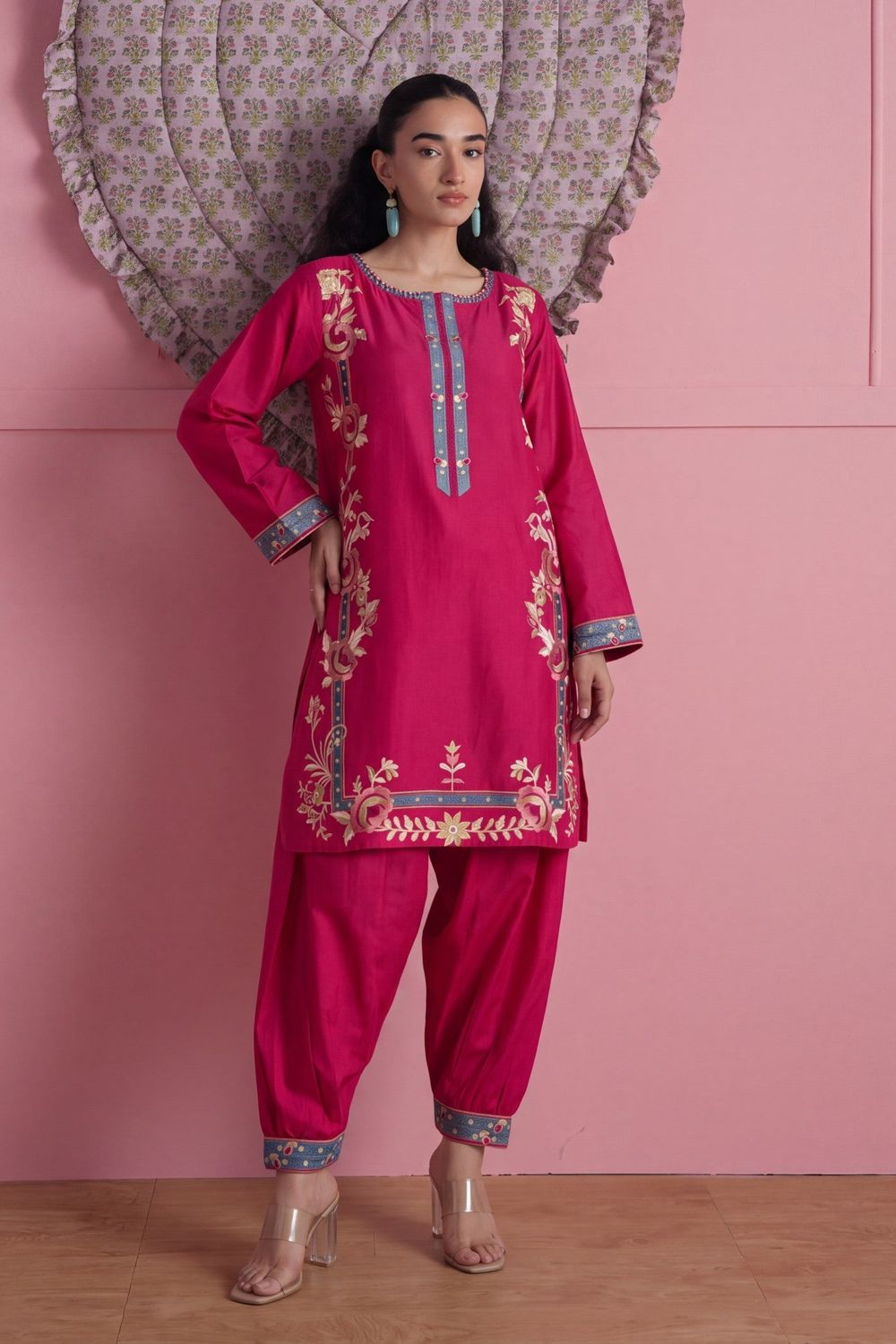 Crimson Embroidered Lawn Kurta Set Online in Dubai UAE Abudhabi Ajman Sharjah
