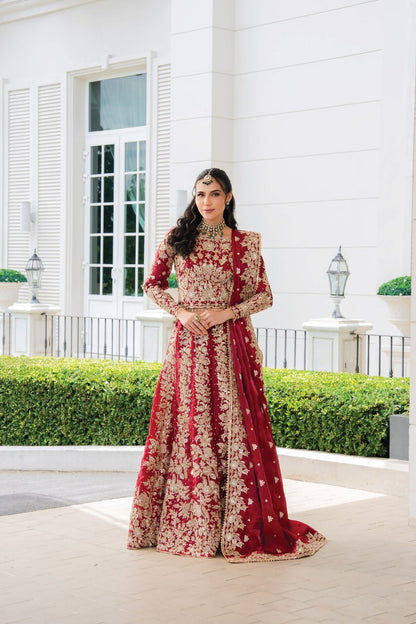 Crimson Embroidered Silk Lehenga Choli Online in Dubai UAE Abudhabi Ajman Sharjah