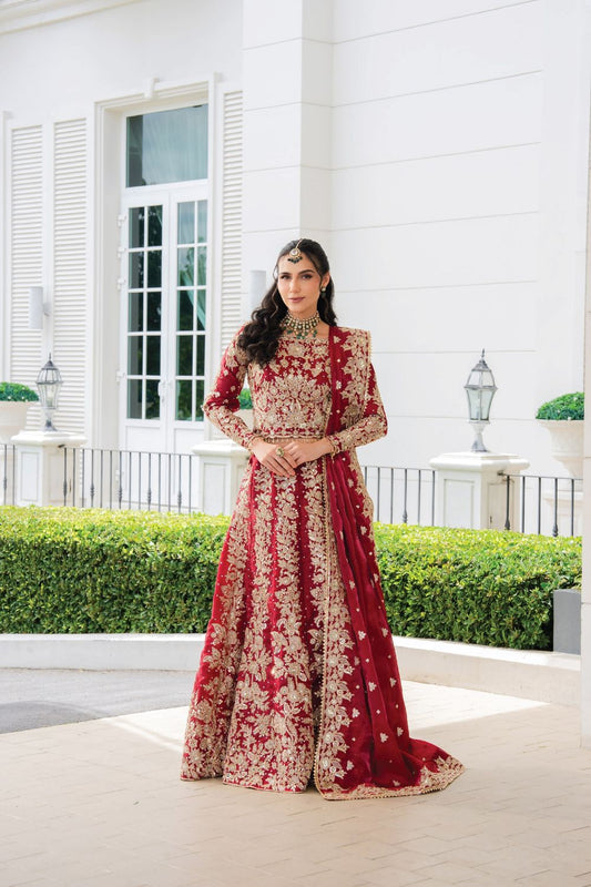 Crimson Embroidered Silk Lehenga Choli Online in Dubai UAE Abudhabi Ajman Sharjah