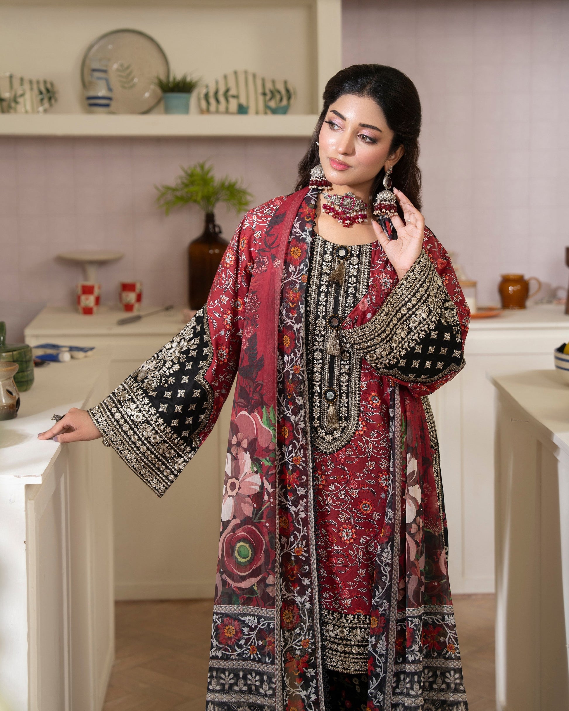 Crimson Lawn Embroidered Suit Online in Dubai UAE Abudhabi Ajman Sharjah