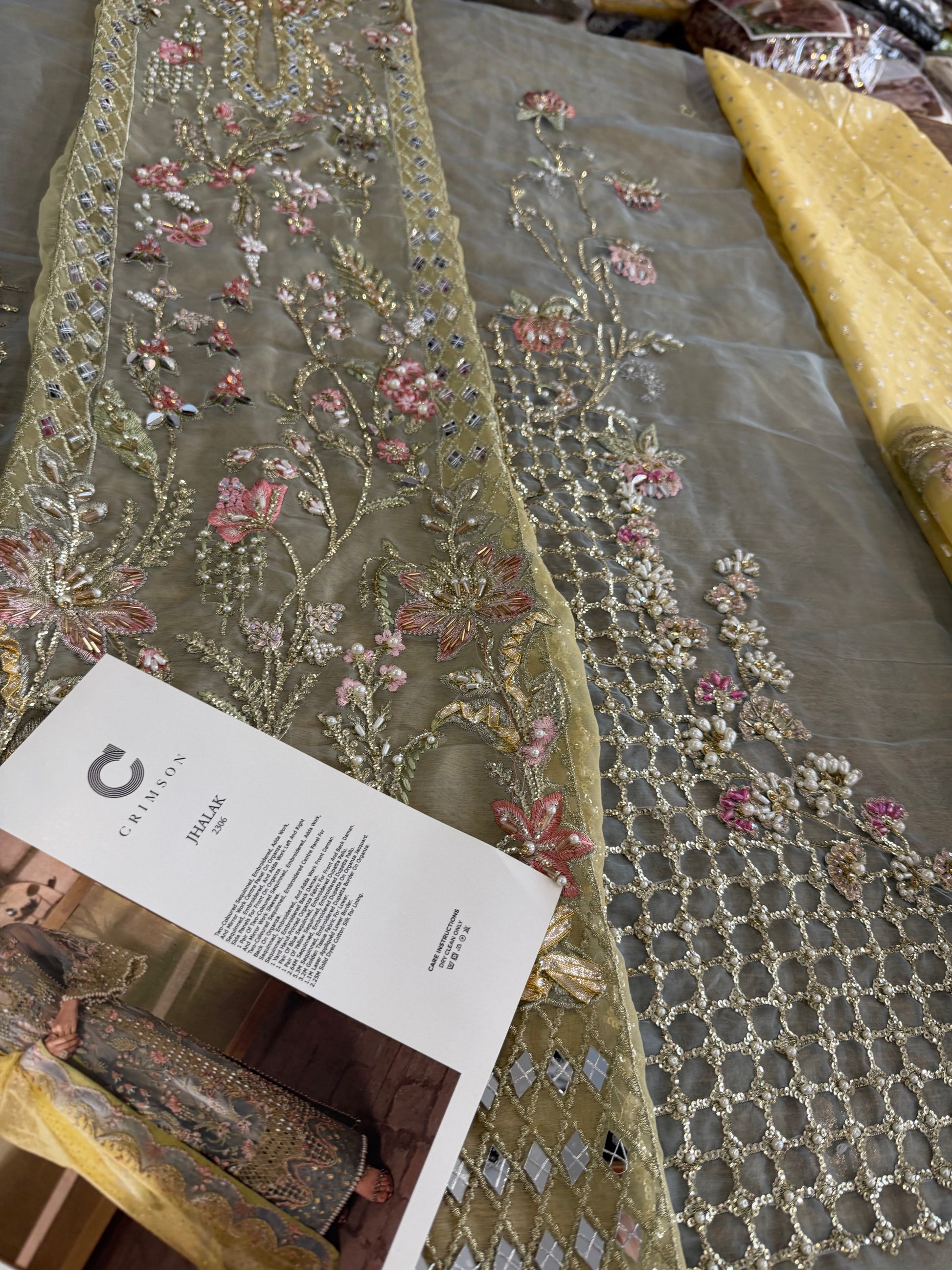 Crimson Mirror Work Chiffon Bridal Salwar Suit Online in Dubai UAE Abudhabi Ajman Sharjah