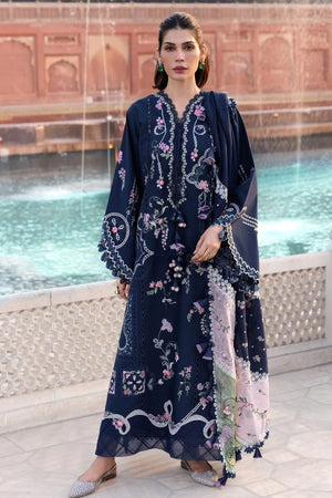 Crimson Navy Embroidered Lawn Unstitched Suit Online in Dubai UAE Abudhabi Ajman Sharjah