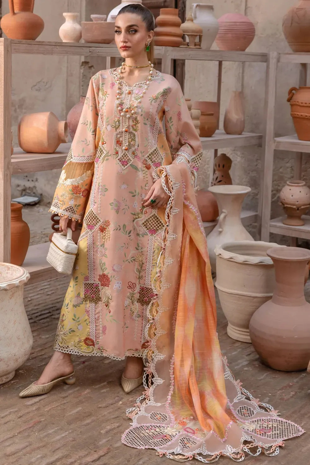 Crimson Peach Lawn Unstitched Suit Online in Dubai UAE Abudhabi Ajman Sharjah