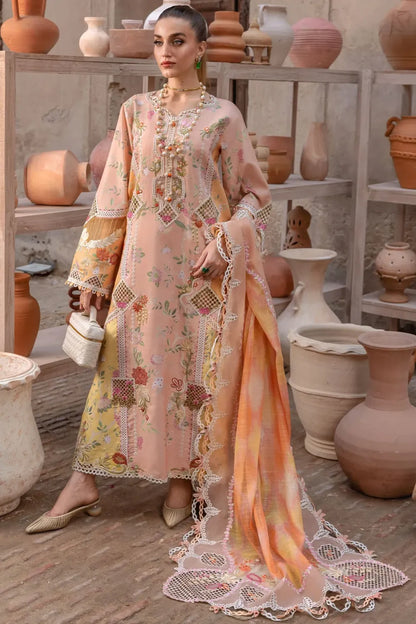 Crimson Peach Lawn Unstitched Suit Online in Dubai UAE Abudhabi Ajman Sharjah