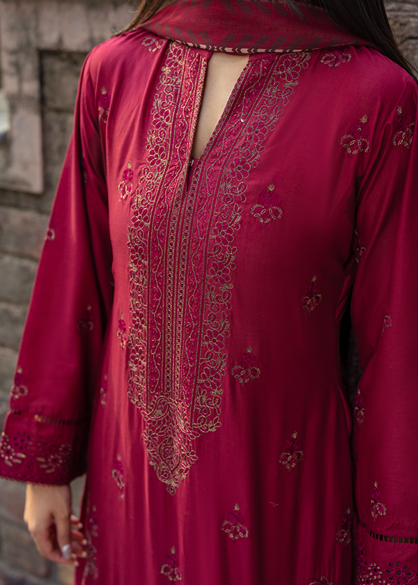 Crimson Tonal Embroidered Lawn Partywear Suit Online in Sri Lanka India Australia