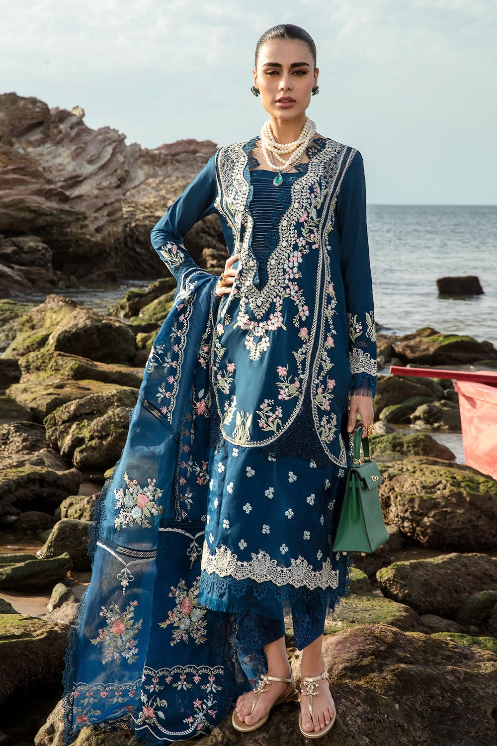 Navy Blue Chikankari Embroidered Lawn Suit