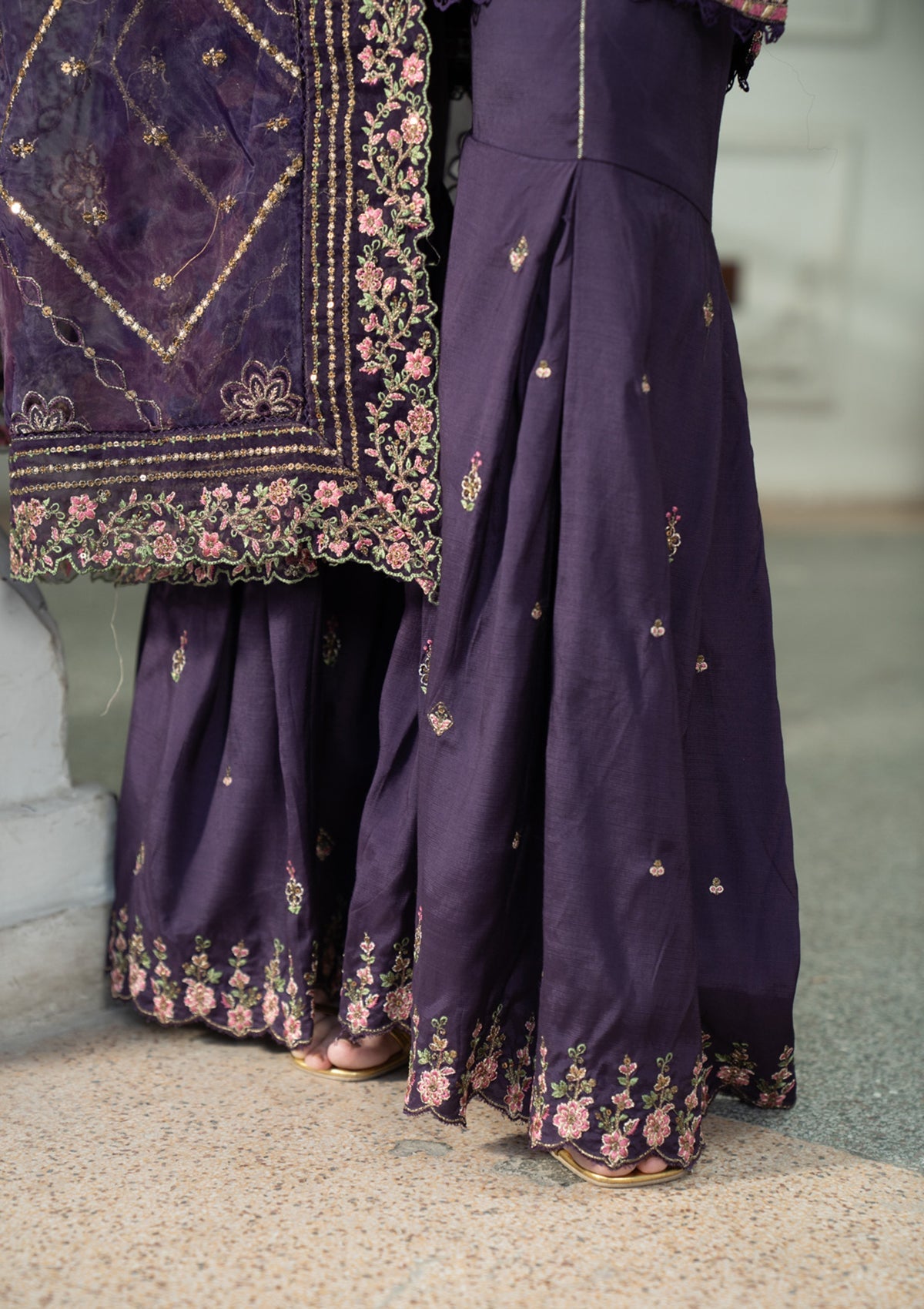 Crystal Charm Collection Organza Gharara Online in Dubai DXB UAE Abudhabi Meena Bazaar