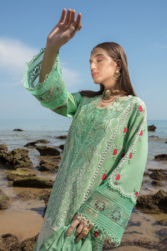 Jade Green Cutwork Lawn Suit