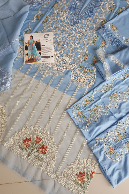 Periwinkle Cutwork Lawn Suit
