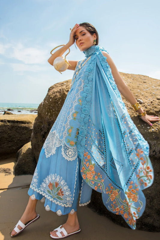 Periwinkle Cutwork Lawn Suit