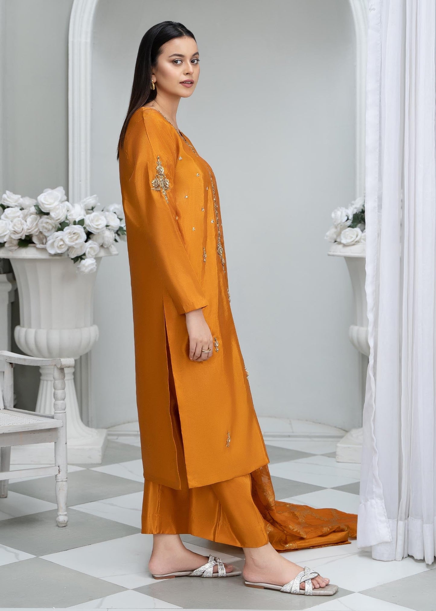Daily Wear Adda Work Raw Silk Trouser Suit Online in Sri Lanka India Australia
