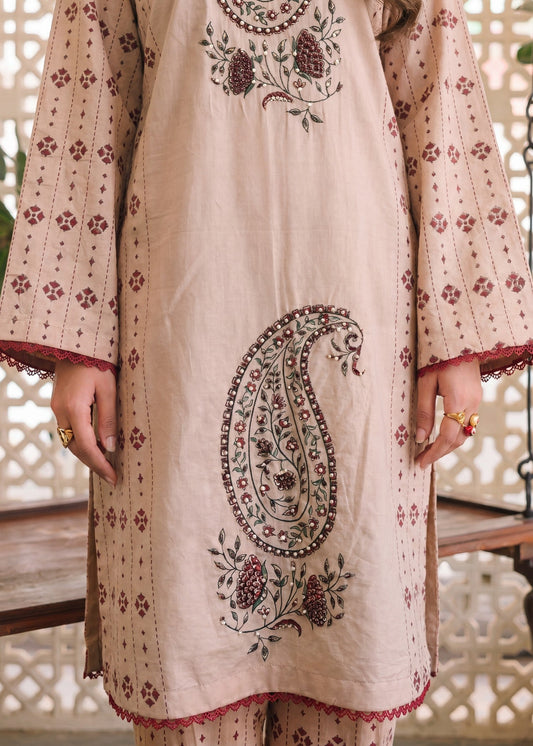 Daily Wear Beige Lawn Embellished Salwar Kameez Online in Sri Lanka India Australia