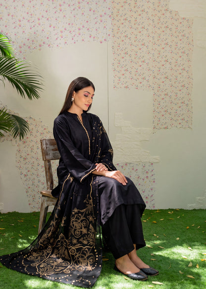 Daily Wear Black Textured Lawn Pakistani Suit Online in Sri Lanka India Australia