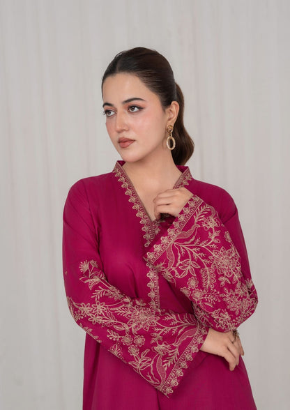 Daily Wear Burgundy Embroidered Lawn Suit Online in Sri Lanka India Australia