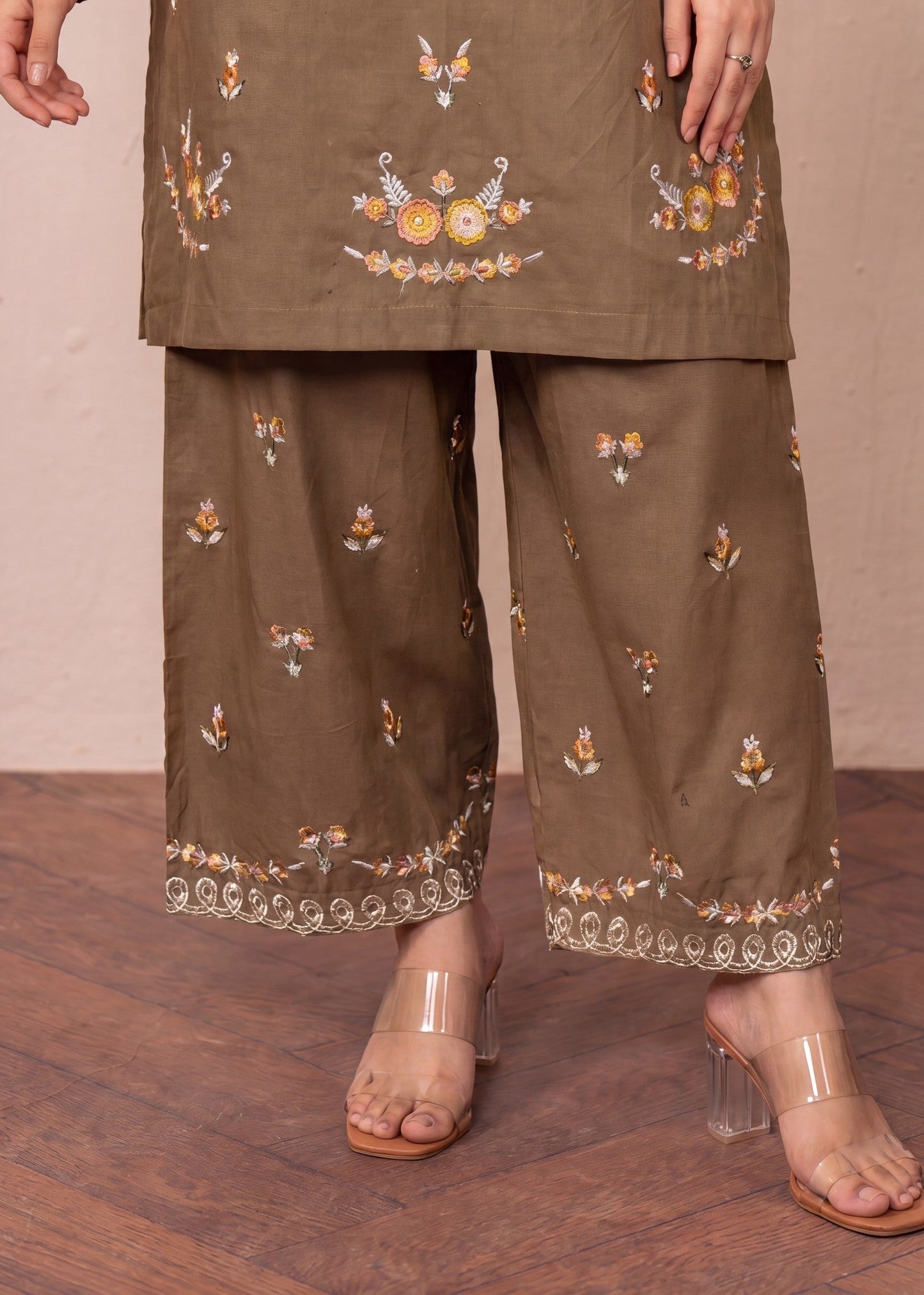 Daily Wear Camel Brown Lawn Salwar Suit Online in Dubai UAE Abudhabi Ajman Sharjah