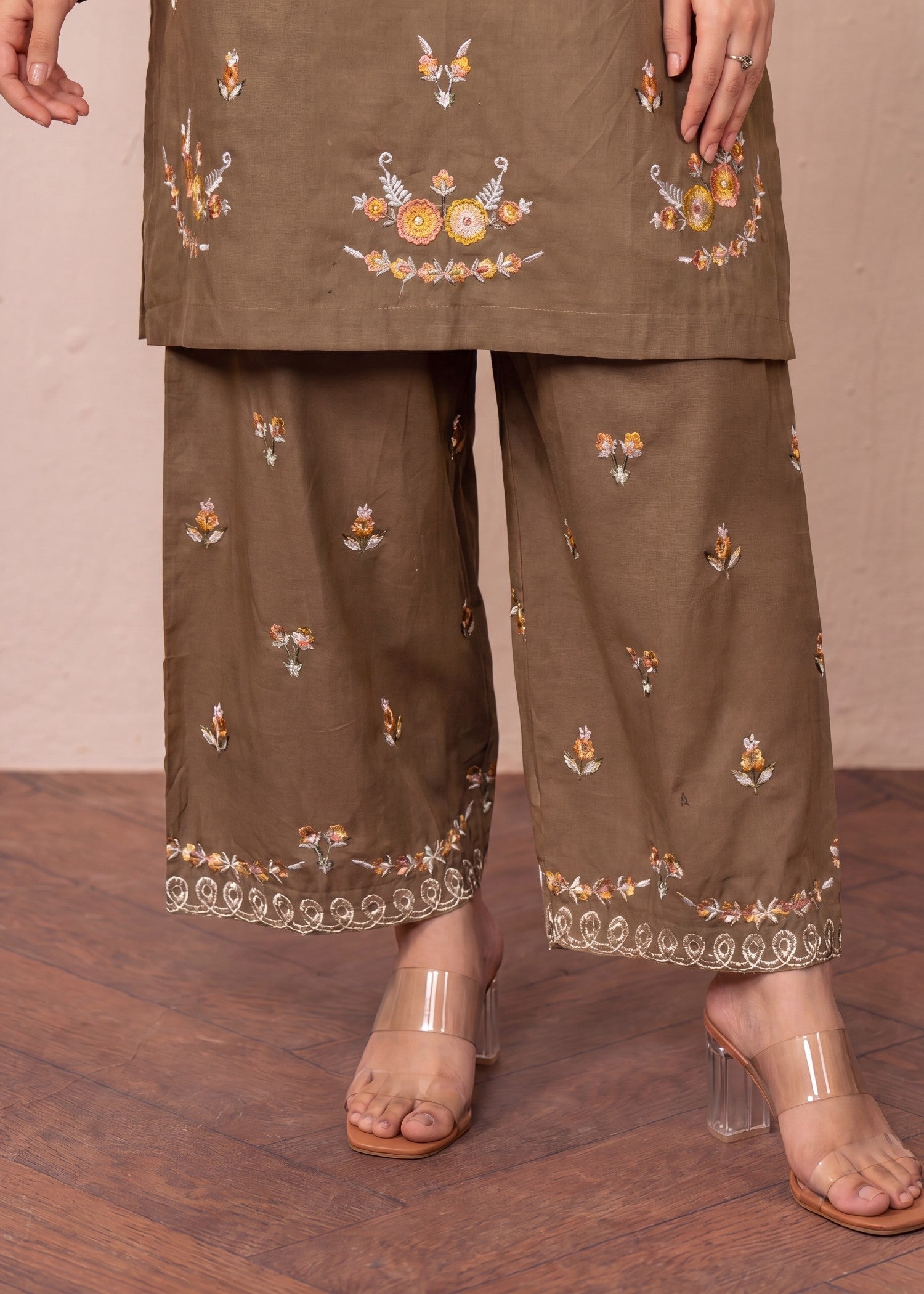 Daily Wear Camel Brown Lawn Salwar Suit Online in Dubai UAE Abudhabi Ajman Sharjah