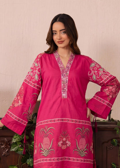 Daily Wear Cherry Red Embroidered Lawn Kurta Set Online in Dubai UAE Abudhabi Ajman Sharjah