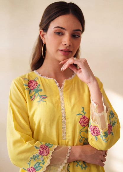 Daily Wear Embroidered Dhanak Kurta Set Online in Dubai UAE Abudhabi Ajman Sharjah