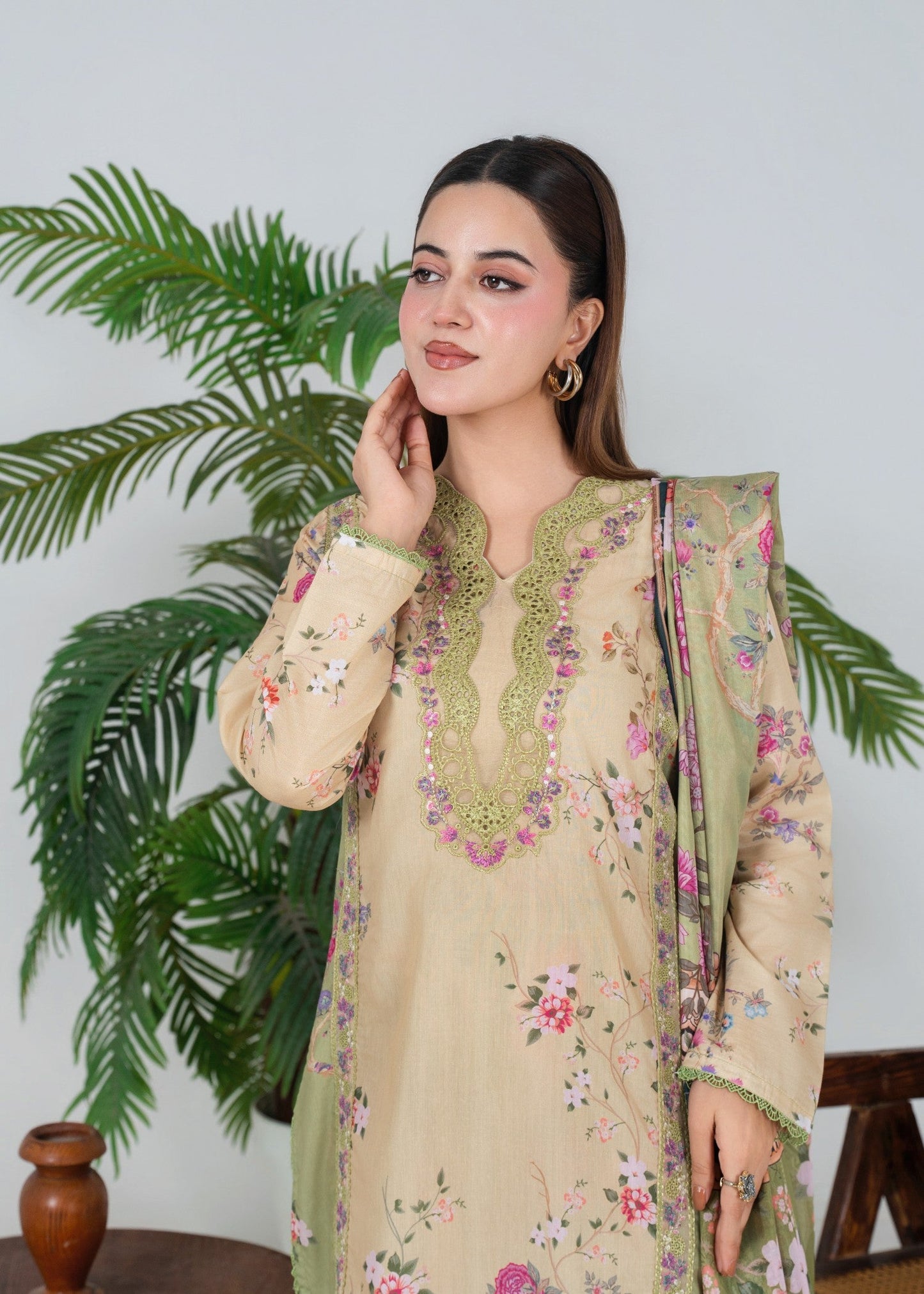 Daily Wear Green Mellow Yellow Lawn Gharara Suit Online in Sri Lanka India Australia