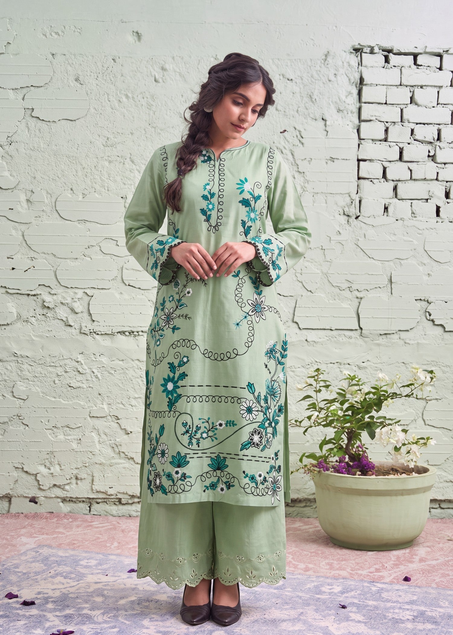 Daily Wear Pistachio Green Lawn Salwar Kameez Online in Dubai UAE Abudhabi Ajman Sharjah