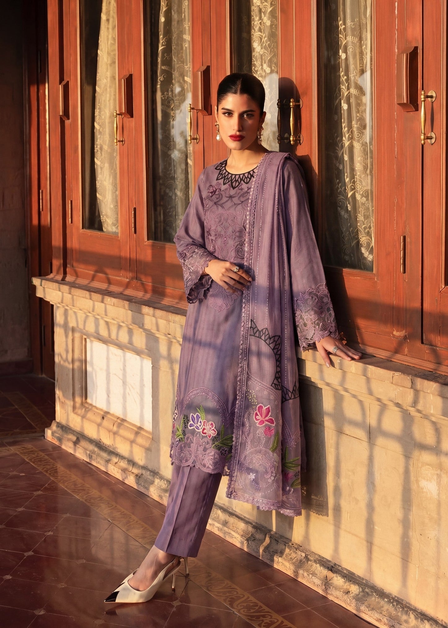Daily Wear Plum Purple Lawn Suit for Women Online in Dubai UAE Abudhabi Ajman Sharjah