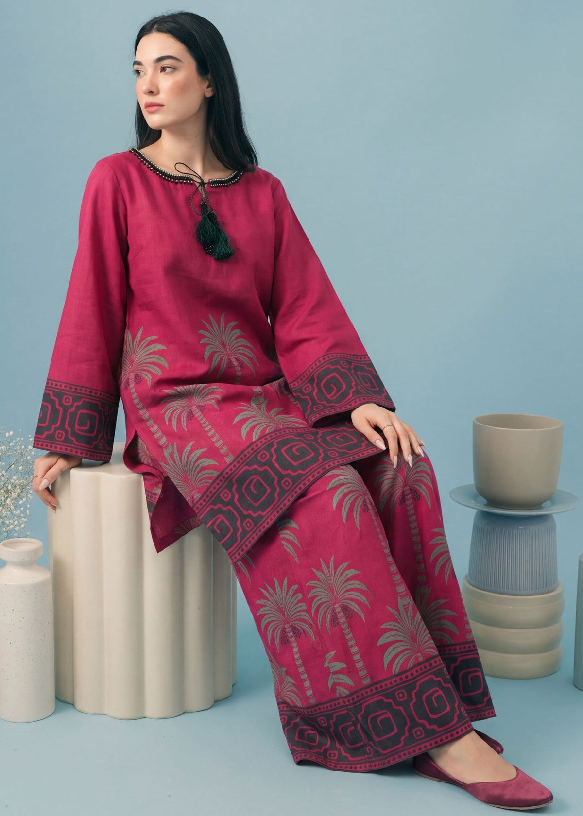 Daily Wear Printed Khaddar Salwar Suit Online in Dubai UAE Abudhabi Ajman Sharjah